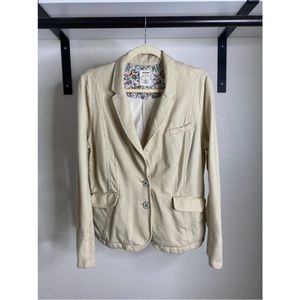 Anthropologie Allihop tan strip soft blazer jacket | L